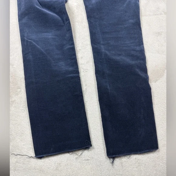MOTHER Mid Rise Dazzler Corduroy Ankle Fray Night Sky Dark Navy Blue Pants 24 - Picture 8 of 16